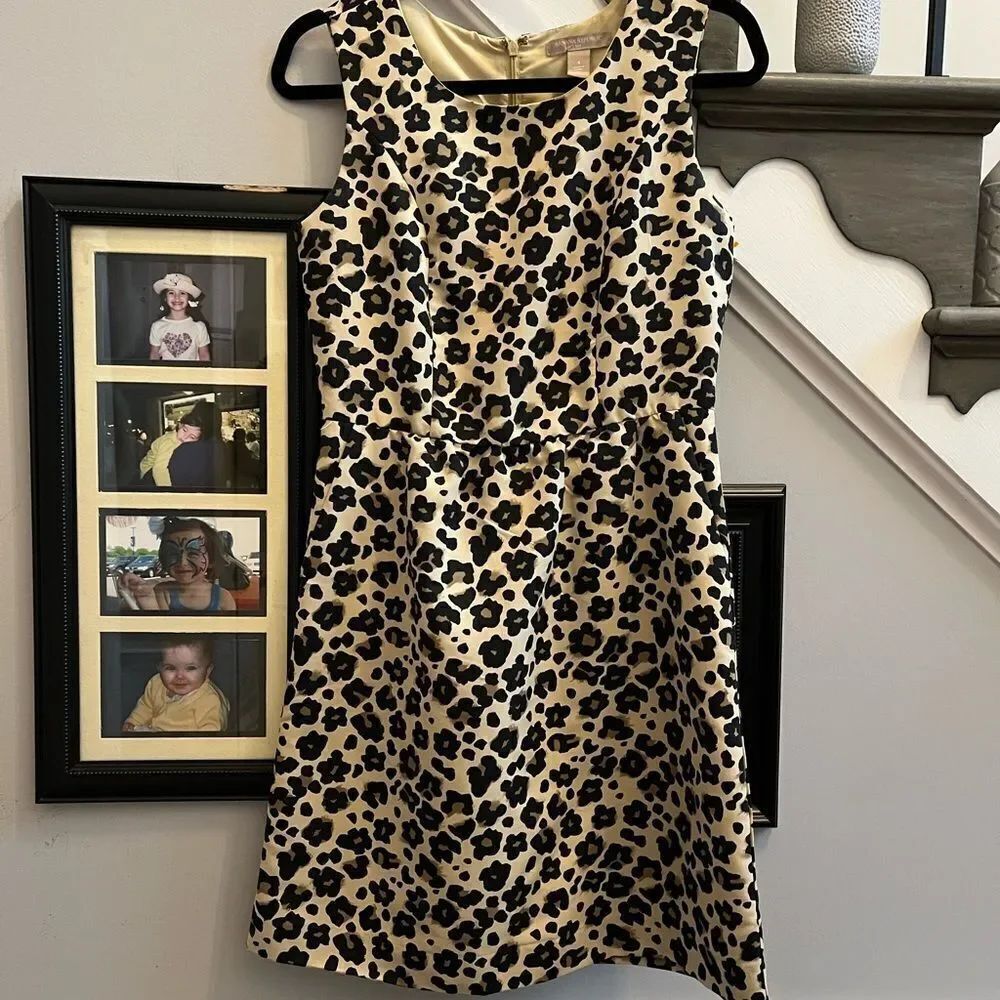 Banana Republic Leopard Sleeveless Pocket Dress sz 4 EUC Mob Wife Chic